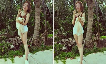 Elly Trần diện đồ 'siêu mát mẻ' lộ chân 'gầy tong teo'