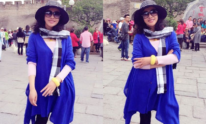 Lưu Hiểu Khánh mặc trẻ trung như thiếu nữ khi đi du lịch