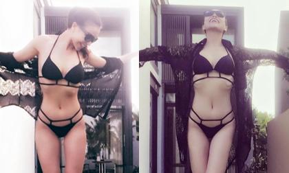 Trà Ngọc Hằng tạo dáng cong cớn trên biển