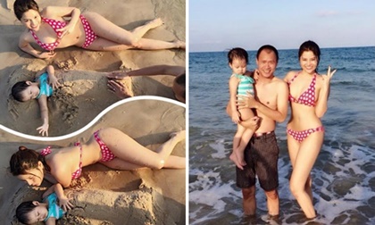 Vũ Thu Phương cùng gia đình 'quậy tưng bừng' trên biển