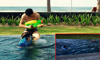 Cường Đô la khoe ảnh thi bơi cùng con trai Subeo