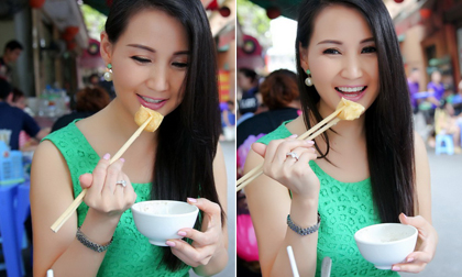 Hoa hậu Sonya Sương Đặng giản dị ăn quán vỉa hè