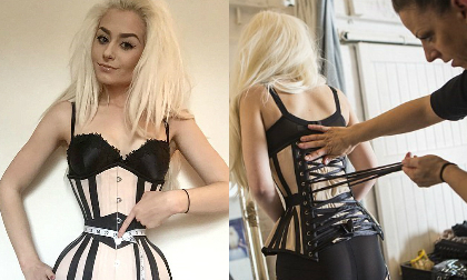 Mẫu nữ khổ sở mặc áo chẽn để có eo kỷ lục 39cm