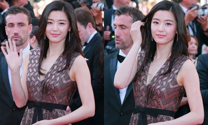 Jun Ji Hyun ngực phẳng lì vẫn tự tin diện váy cổ chữ V