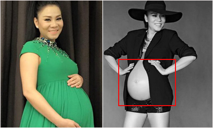 Thu Minh 'vén áo' khoe bụng tròn xoe trước ngày lâm bồn
