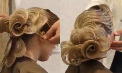 Clip tóc cuốn hoa hồng đơn giản từ tóc tết