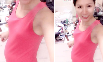 Trang Trần vui tươi khoe bụng bầu ở tháng thứ 3