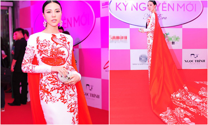 Á hậu Trà Giang gây bất ngờ với váy đuôi dài 18 mét