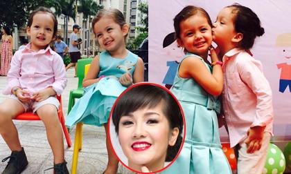 Cặp sinh đôi nhà Hồng Nhung như 2 thiên thần đi bế giảng