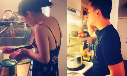 Hương Tràm đảm đang vào bếp cùng Cao Thái Sơn sau tin đồn có người yêu