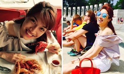 Pha Lê cười tít mắt và say sưa tạo dáng ở trời Tây