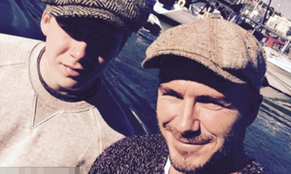 Bắt gặp Becks và con trai cả đội mũ đôi đi câu cá