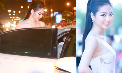 Hoa hậu dân tộc Ngọc Anh ngồi xế hộp tiền tỷ đi sự kiện