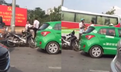 Tài xế taxi đánh nhau với người đi đường 'như phim'