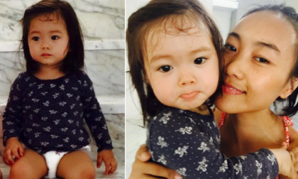 Con gái Đoan Trang bĩu môi siêu đáng yêu