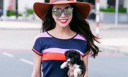 Trà Ngọc Hằng điệu đà như tiểu thư ôm cún cưng dạo phố