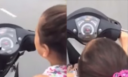 Bé gái 4 tuổi lái SH như bay trên đường