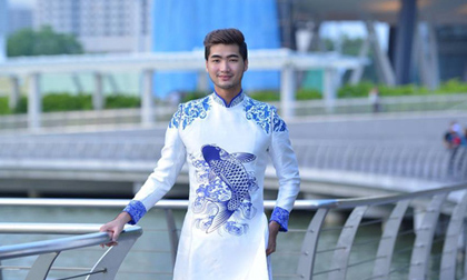 Thí sinh Mẫu và Tài năng Đàm Thanh mang áo dài Việt đến Singrapore