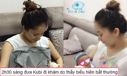 Khánh Thi đưa con trai đi khám lúc nửa đêm