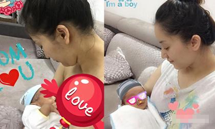 Khánh Thi khoe ảnh chăm chú ngồi cho con trai bú 