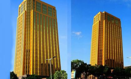 Choáng với tòa nhà dát vàng làm lóa mắt cả thành phố