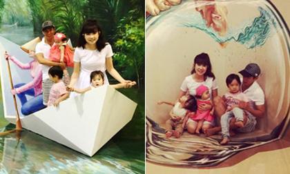 Gia đình Lý Hải thích thú tham quan bảo tàng tranh 3D