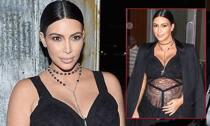 Kim Kardashian khoe trọn bụng bầu trong bộ đồ xuyên thấu