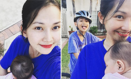 Kim Hiền xinh như hoa vui chơi bên hai nhóc tỳ 
