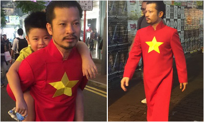 Hùng Cửu Long diện áo dài gây chú ý trên đường phố Hồng Kông