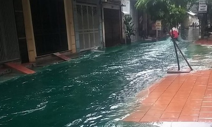 Hà Nội: Một con phố nước ngập xanh lét 