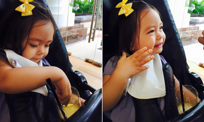 Con gái Đoan Trang cực yêu khi đi ăn trưa cuối tuần cùng bố mẹ