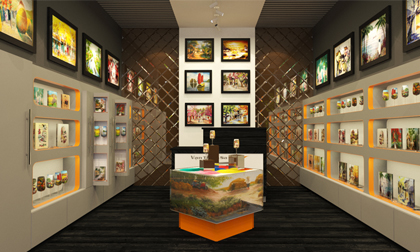 Tranh cát Vạn Thiên Sa đầu tư showroom sang trọng