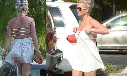Britney Spears diện váy mỏng manh hớ hênh trên phố
