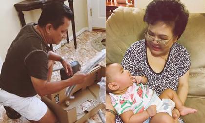 Bố mẹ chồng Kim Hiền tự tay lắp nôi và chọn quần áo cho cháu gái