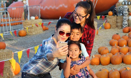 Thu Phương đưa các con đi chọn bí ngô Halloween
