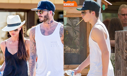 Vợ chồng Becks đưa con trai cả đi mua bí ngô cho Halloween