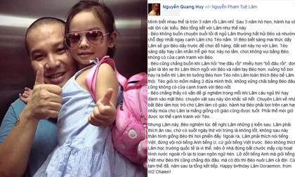Ông xã Phạm Quỳnh Anh gây xúc động khi viết tâm thư dành cho con gái
