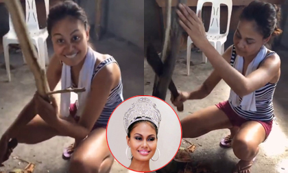 Á hậu Hoàn Vũ 2010 bổ củi thổi cơm gây ấn tượng mạnh