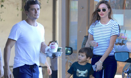 Orlando Bloom và Miranda Kerr tái hợp đưa con trai đi chơi