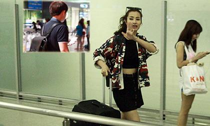 Đông Nhi vội vã chia tay Ông Cao Thắng ở sân bay