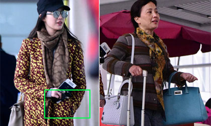 Lưu Diệc Phi đút tay túi áo, 'để mặc' mẹ 'tay xách nách mang' hành lý