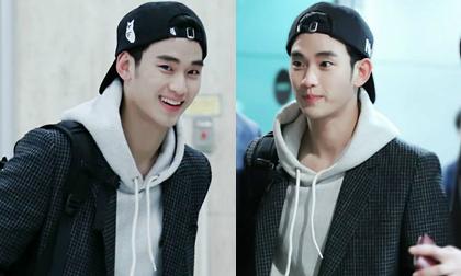 Kim Soo Hyun trẻ trung như nam sinh tại sân bay