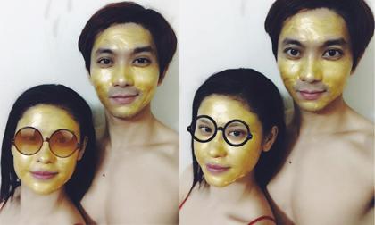 Vợ chồng Trương Quỳnh Anh đắp mặt nạ vàng xa xỉ