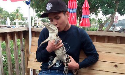 Hồ Quang Hiếu thản nhiên hôn cá sấu 