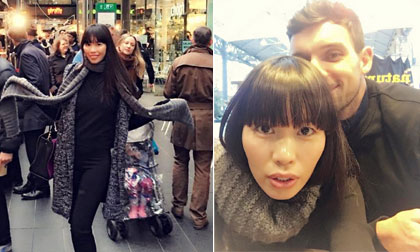 Hà Anh vui vẻ dạo chơi London cùng chồng sắp cưới