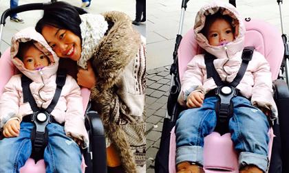 Đoan Trang rạng rỡ bên con gái nhỏ dưới thời tiết lạnh giá