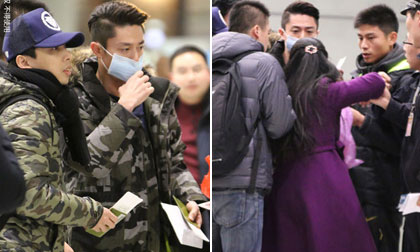 Hoắc Kiến Hoa hốt hoảng khi bị fan cuồng lao vào đòi tặng quà