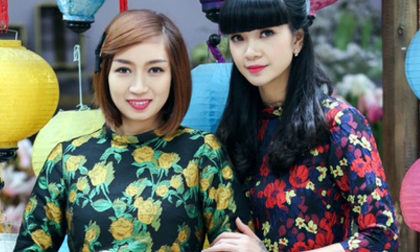 'Bà trùm chân dài' Hạ Vy cùng chị gái diện áo dài đón Xuân