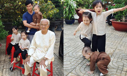 Các con Lý Hải thích thú khi được đón Tết ở quê nội