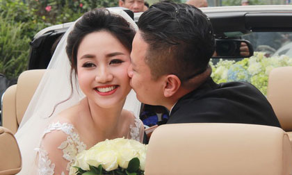 Á hậu Trà My rạng rỡ trong lễ rước dâu với chồng đại gia